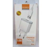 Быстрое сетевое зарядное устройство+кабель(micro,Type-c,iphone) MAXIMUS MX-633