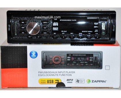 Автомагнитола Zappin 1Din 1256BT с bluetooth +USB флешка, SD карта, AUX