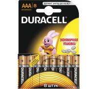 Батарейки Duracell - Basic alkaline MN2400 AAA LR03 1.5V 8шт