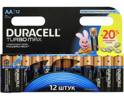 Батарейки Duracell - Turbo Max alkaline MX1500 AA LR6 1.5V 12шт