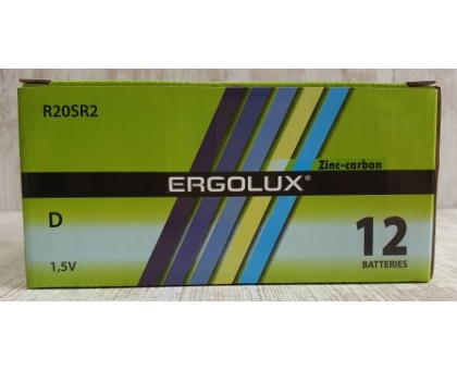 Батарейка Ergolux Zink-Carbon D R20SR2 1,5V, 12шт.