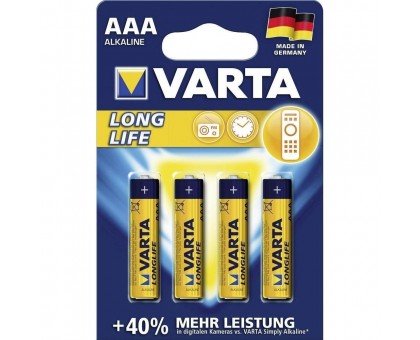 Батарейки Varta - Long Life Alkaline AAA LR03 1.5V 4шт