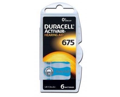 Батарейки Duracell - 675 PR44 Hearing Aid 1.45V 6шт