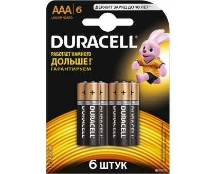 Батарейки Duracell - Basic alkaline MN2400 AAA LR03 1.5V 6шт
