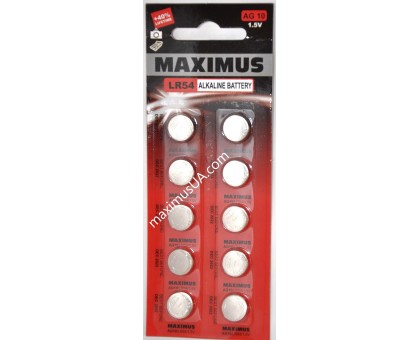 Батарейка Maximus AG10 LR54 1,5V алкалиновая, 10шт.
