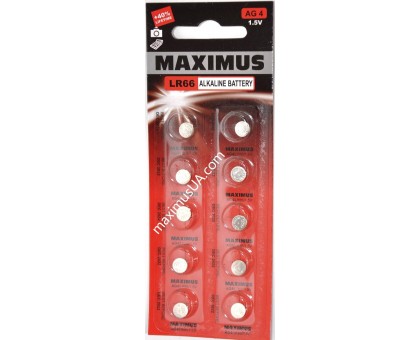 Батарейка Maximus AG4 LR66 1,5V алкалиновая, 10шт.