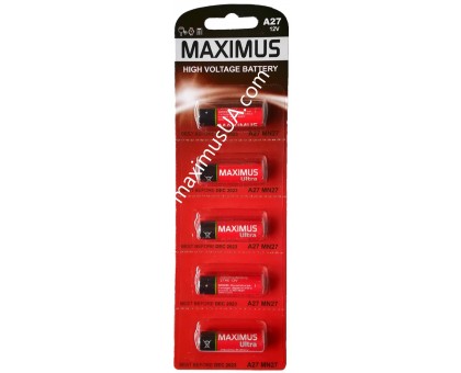 Батарейка Maximus Ultra A27 MN27 12V алкалиновая, блистер 5шт.