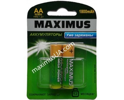 Аккумулятор NiMh Maximus HR6 AA 1.2V 1800mAh, блистер