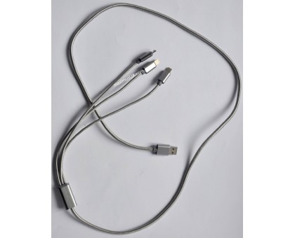 USB кабель 415 3 in 1 lightning, 2 x microUSB