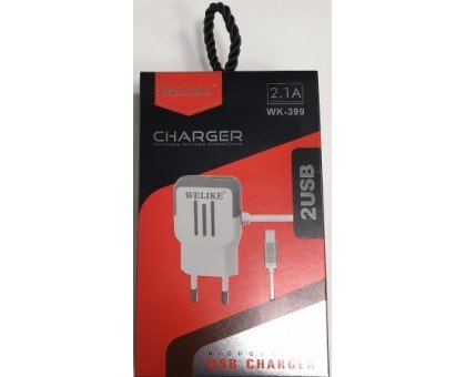 Сетевое зарядное устройство Welike 2 USB 2.1 A WK-399
