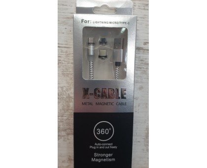 Магнитный USB кабель 3в1 microUSB, lightning(iphone), type-C