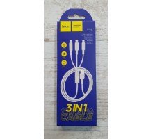 USB кабель Hoco X25 3в1 microUSB, lightning (iphone), type-C, 1м